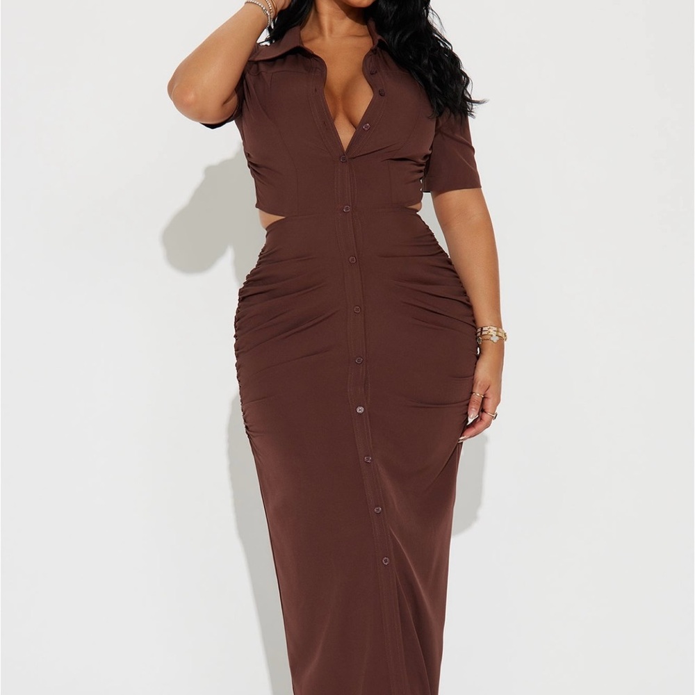 Sexy Brown Maxi Daytime/Evening Dress
